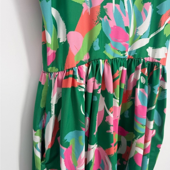 Banana Boat Green Abstract Floral Sleeveless UPF 50+ Dress Size M - Picture 2 of 4